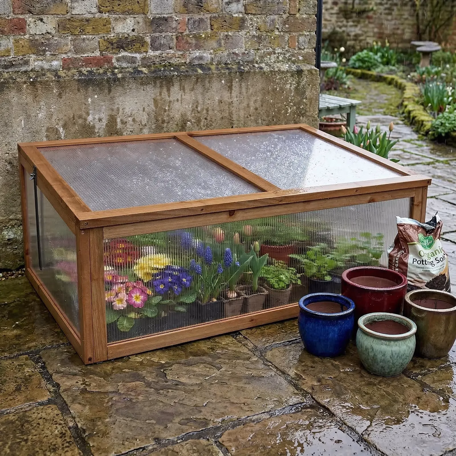 Compact Wooden Cold Frame 67291 - Image 4
