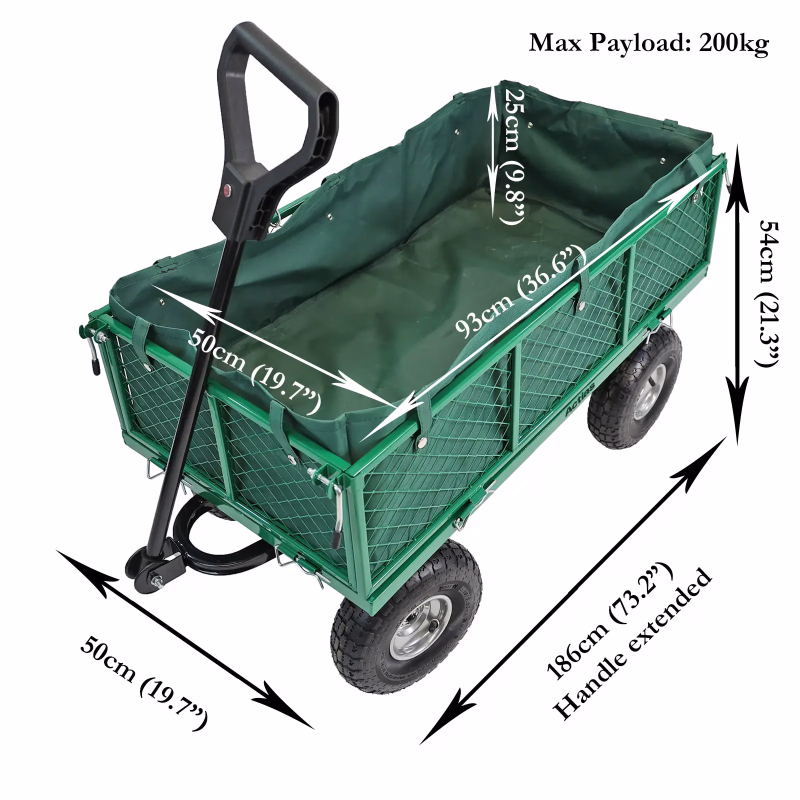 Heavy Duty Garden Cart - 200kg Load (FED23043) - Image 3