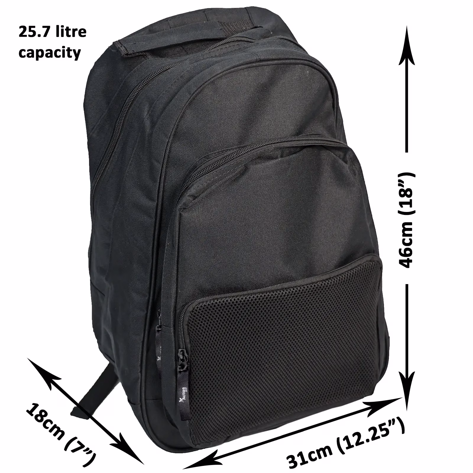 Actiasgear Lightweight Large Foldable Backpack Black School Work Rucksack 67968 - Image 3