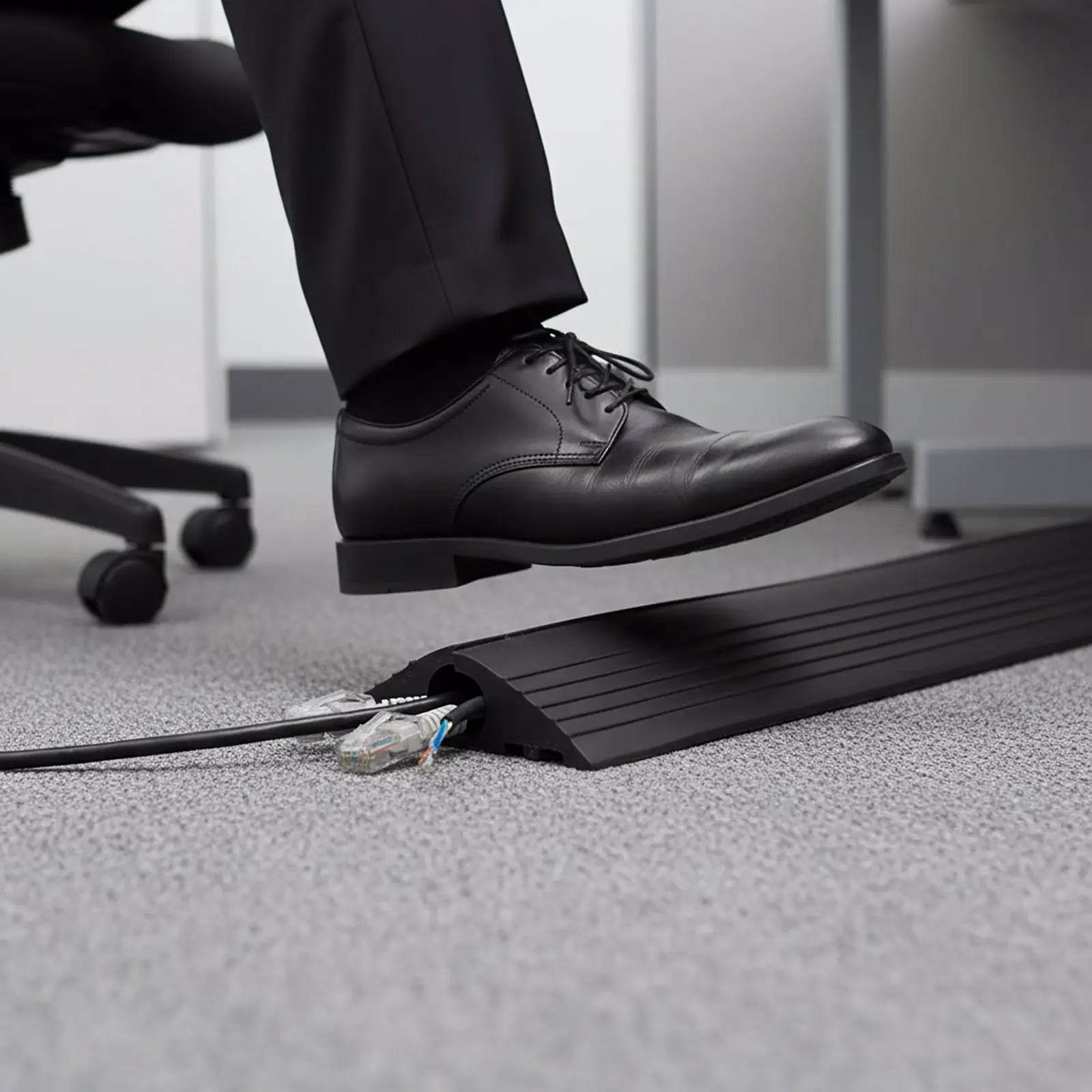 Heavy Duty Floor Cable Protector – Black Rubber Anti-Slip Wire Cover Trunking Channel for Home, Office, Warehouse & Events - Image 13