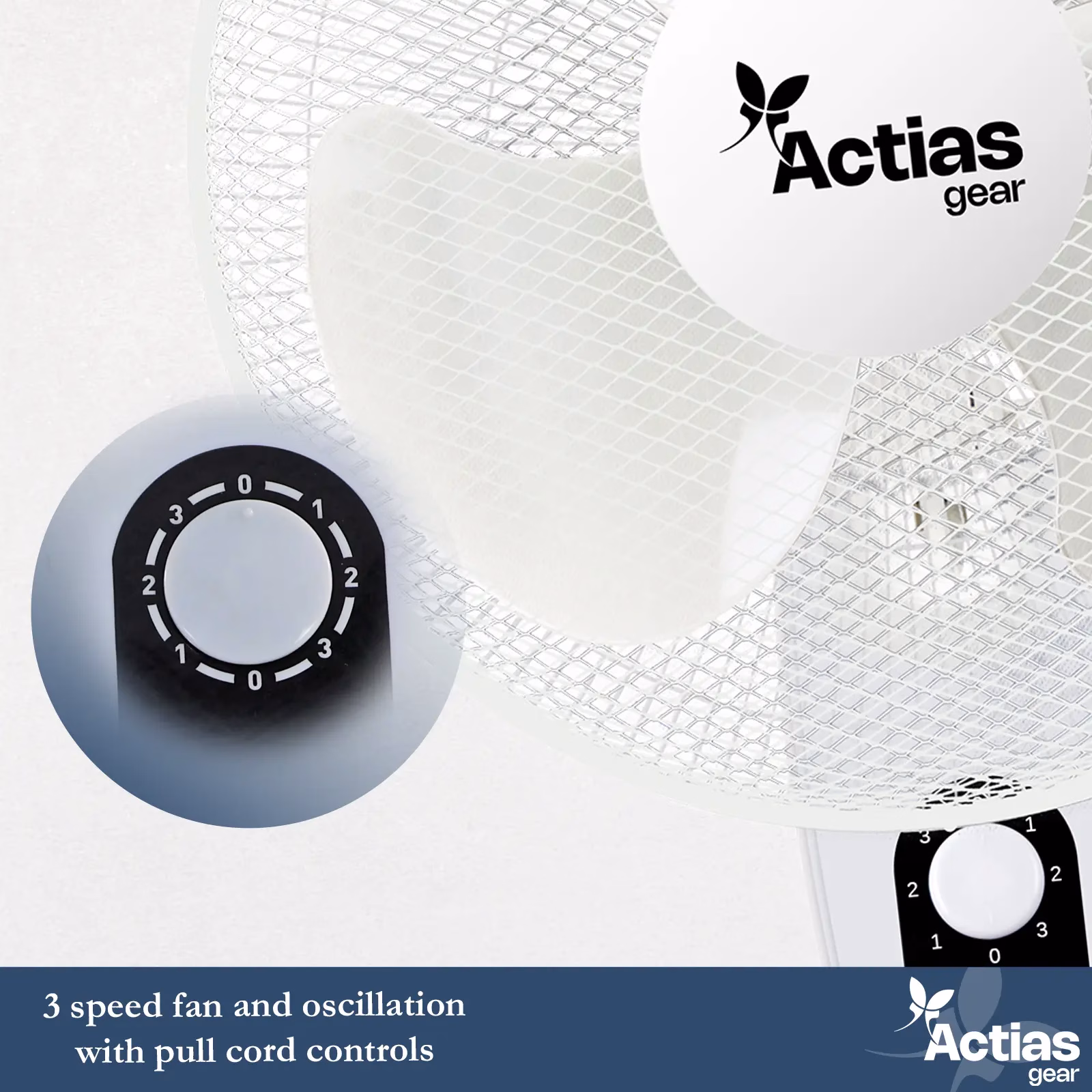 Actiasgear 16” Wall Mounted Electric Fan – Oscillating Cooling Fan with Pull Cord Control, 3 Speeds & Adjustable Tilt – Space Saving Wall Fan - Image 4
