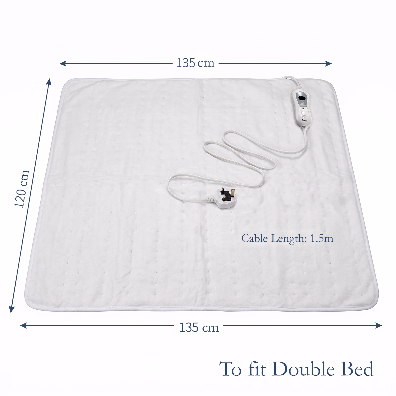Double Electric Heated Underblanket 135x120cm – 65W Electric Blanket with 3 Heat Settings, LCD Controller, Auto Shut-Off & Overheat Protection - Image 3
